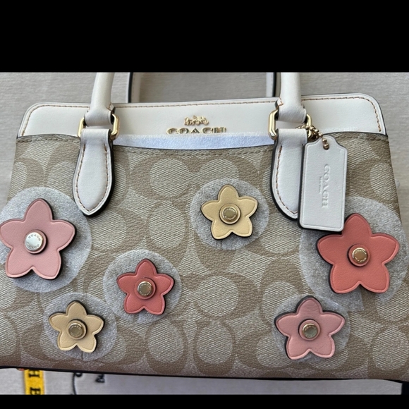 Coach NWT Signature Purse Bag + Crossby Strap Satchel Rare Floral Applique - Picture 7 of 15